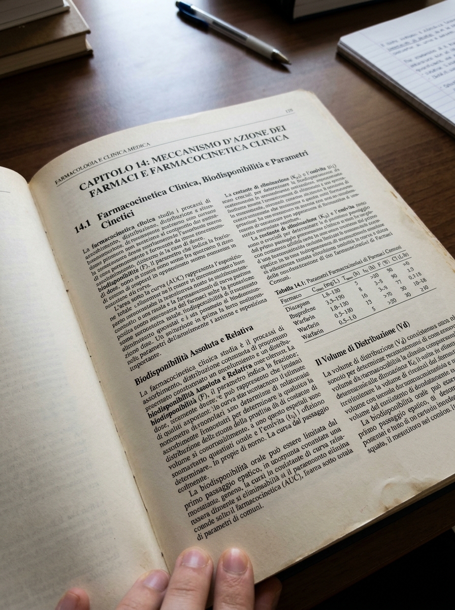 Page d’un manuel de pharmacologie classique : texte dense, sans illustrations, indigeste