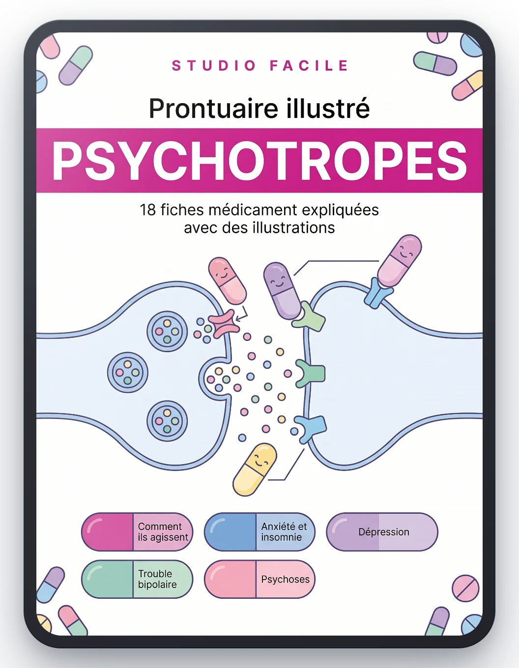 Couverture du prontuaire Psychotropes : 18 fiches médicament