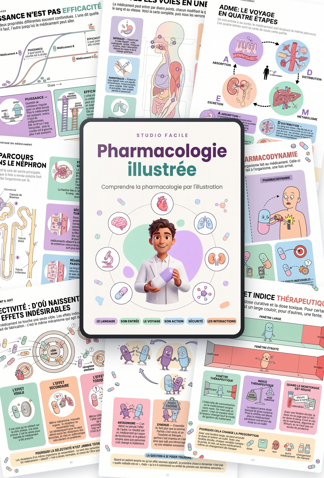 Kit Pharmacologie Illustrée : la couverture et des pages d'exemple